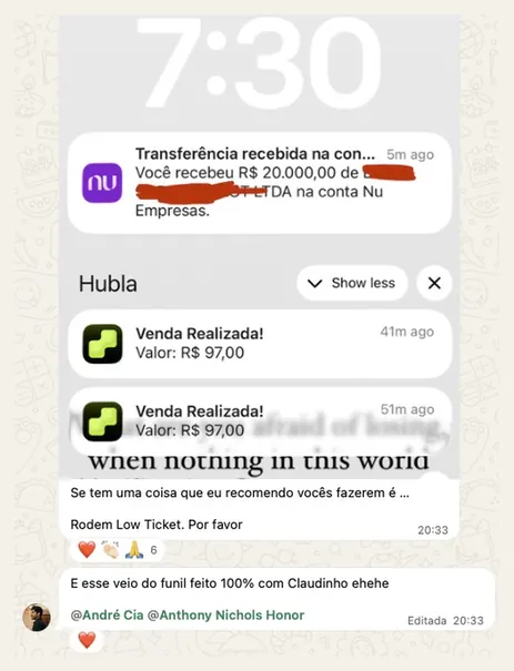 Erê Arcanjo · R$ 20.000 recebidos e vendas do funil feito com o Claudinho